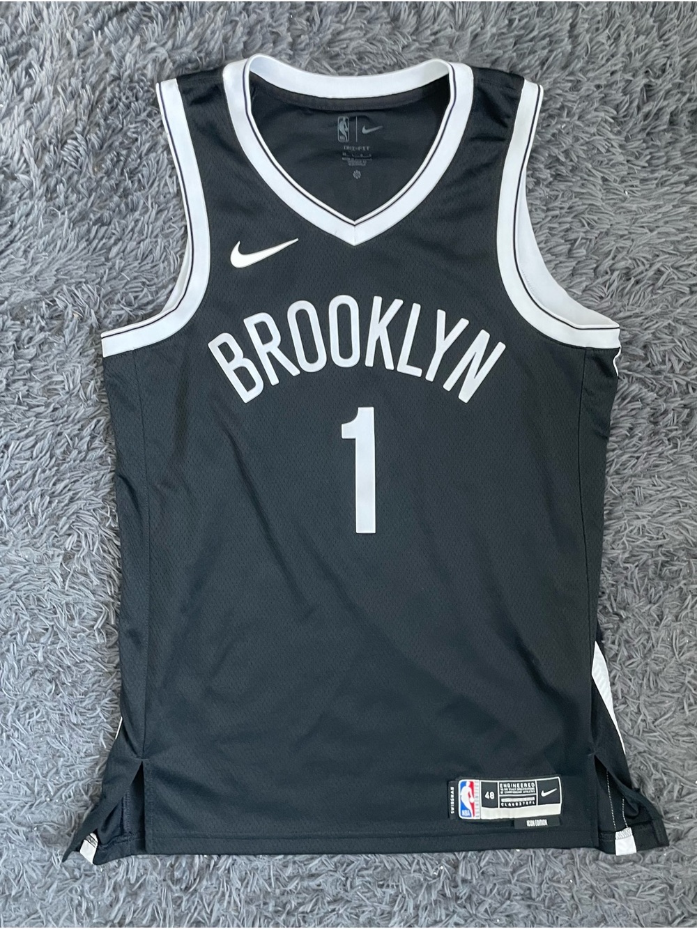Men Size Large Nike Dri-FIT # 1 Mikal Bridges Brooklyn Nets Basketball Jersey
